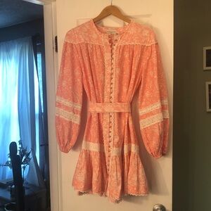 Elegant Coral Long Sleeve Dress